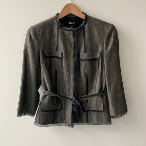 DKNY two piece suite, dress size 8, jacket size 6, warm brown grey with a sheen - Picture 6 of 8